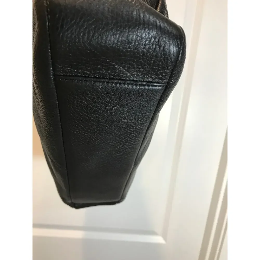Calvin Klein Large Black Pebbled Leather Hobo Shoulder Bag EUC